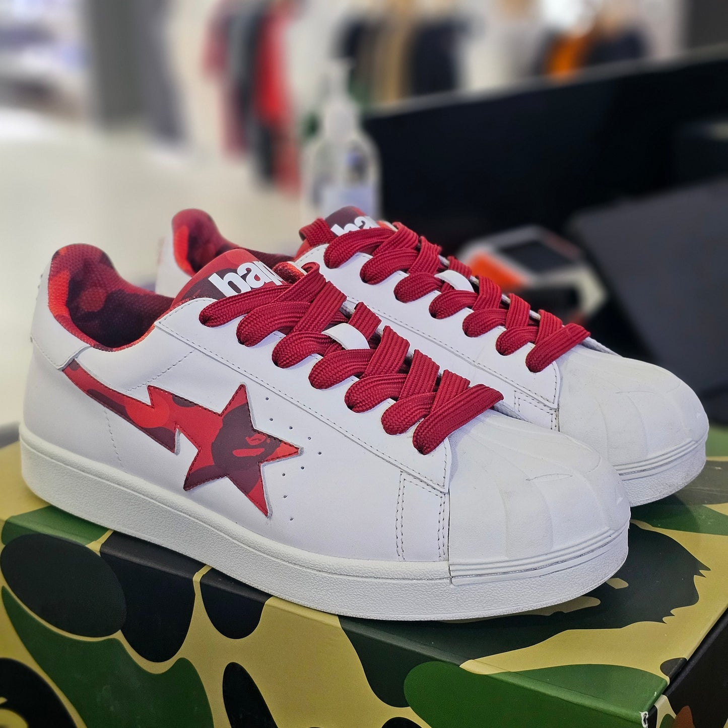 A Bathing Ape Skull Sta White Red