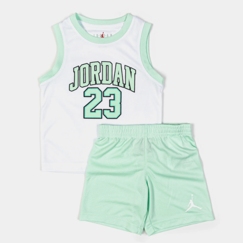 Conjunto Jordan 23 Shorts Preschool Set Mint White