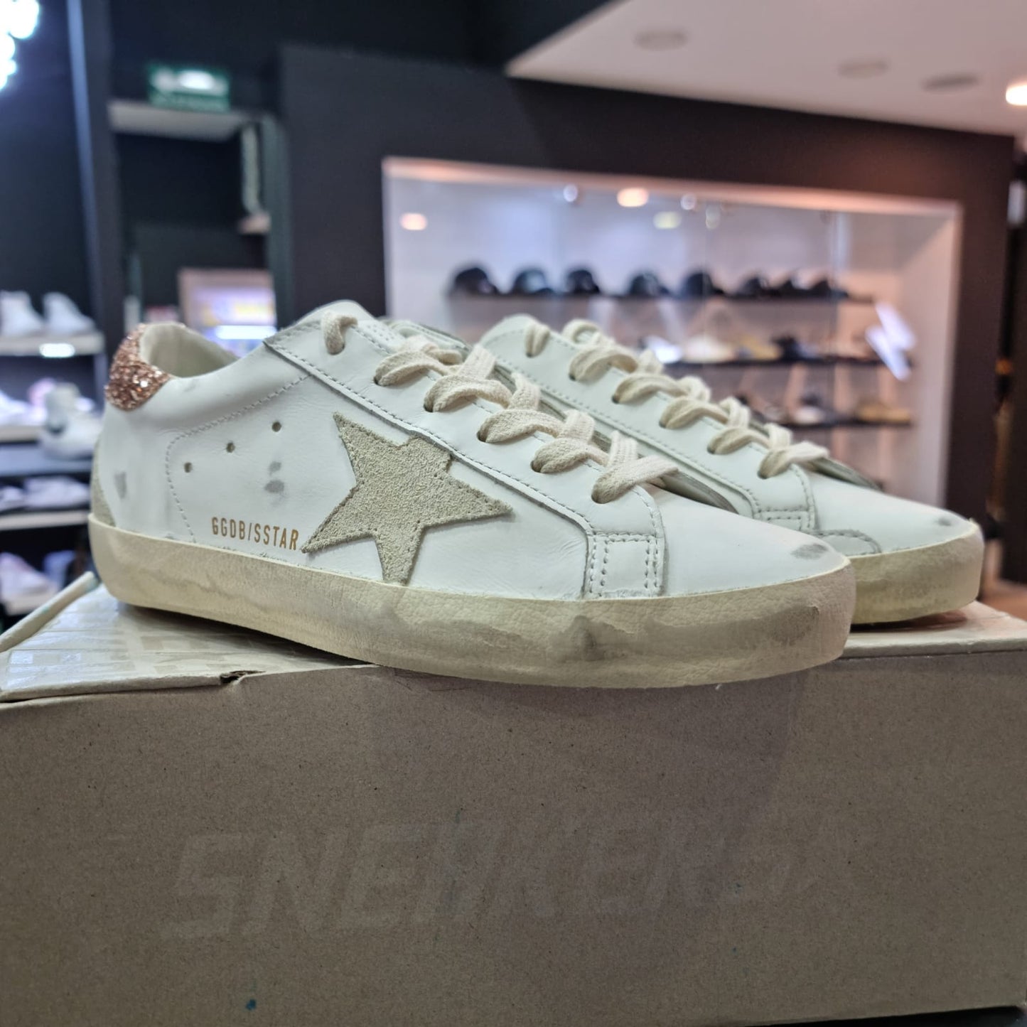 Golden Goose Superstar Leather Upper Glitter Heel Suede