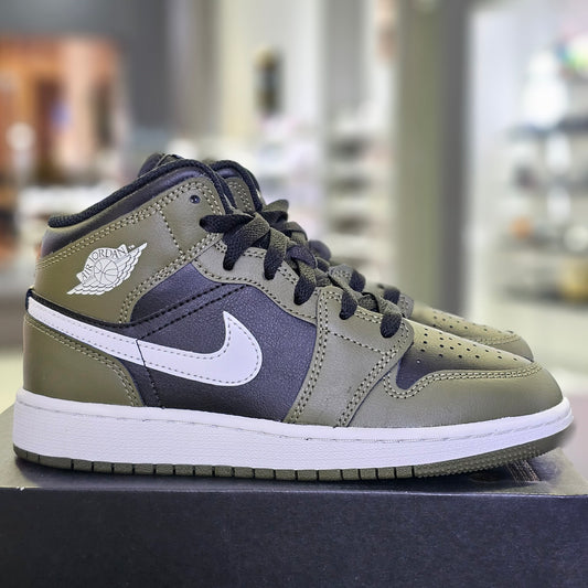 Jordan 1 Mid Black White Olive