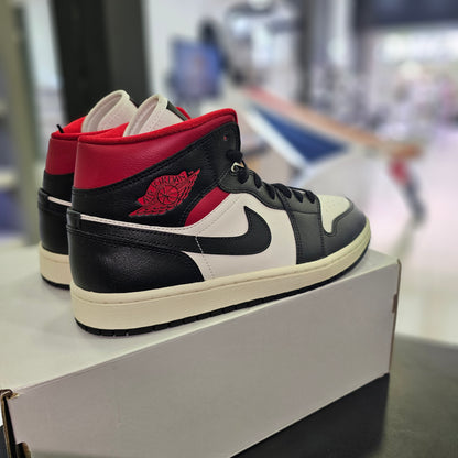 Jordan 1 Mid Black Sail Gym Red