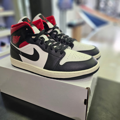 Jordan 1 Mid Black Sail Gym Red