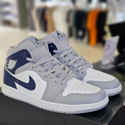 Jordan 1 Mid Wolf Grey Midnight Blue