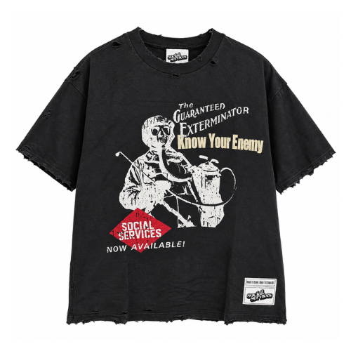 Playera Social Services TwoJs Black Population Control (oversized)