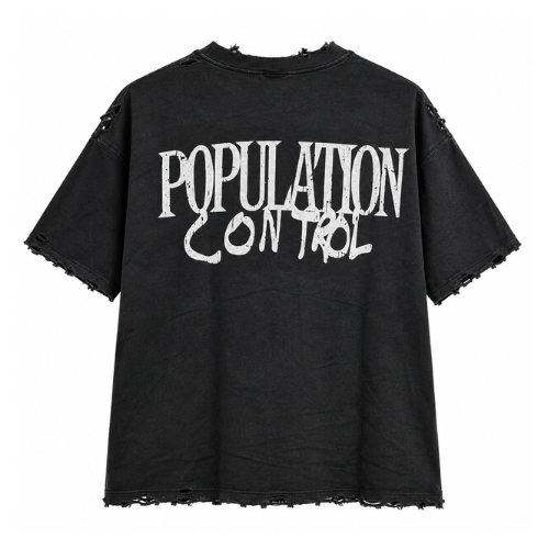 Playera Social Services TwoJs Black Population Control (oversized)
