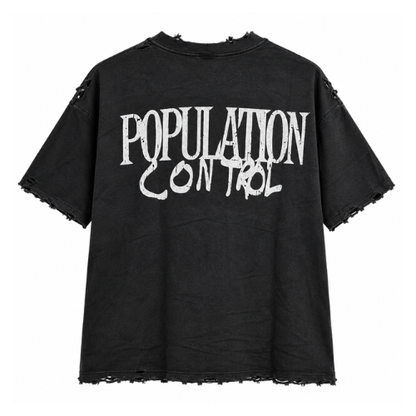Playera Social Services TwoJs Black Population Control (oversized)