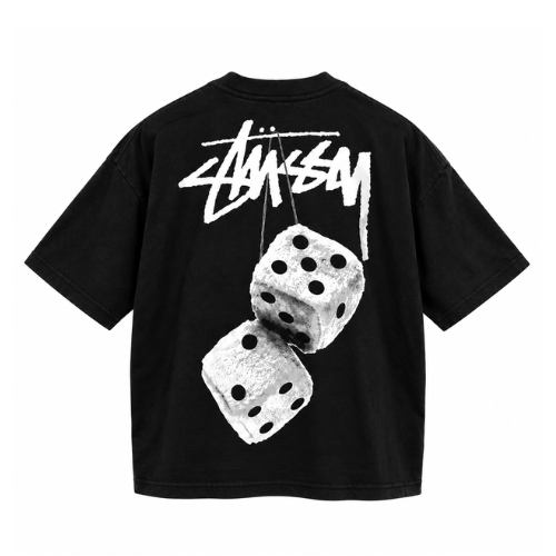 Playera Stusy Black White Dices