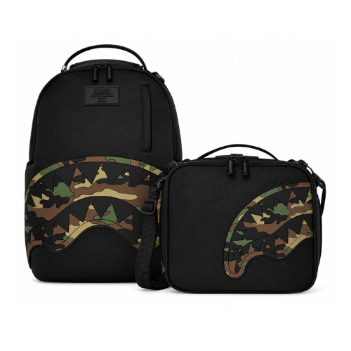 Paquete Duo - Mochila & Bandolera Sprayground Shark Central Black Camo