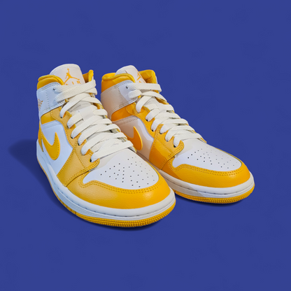 Jordan 1 Mid White University Gold