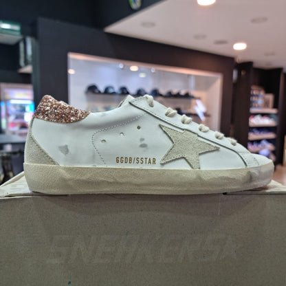Golden Goose Superstar Leather Upper Glitter Heel Suede