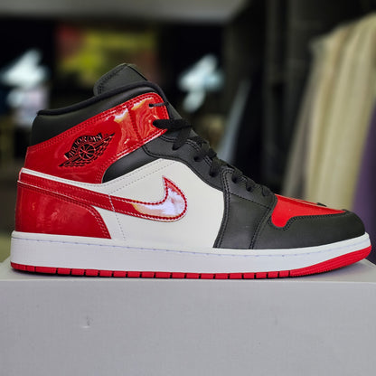 Jordan 1 Mid Patent Bred Toe