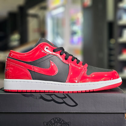 Jordan 1 Low Patent Varsity Red Black