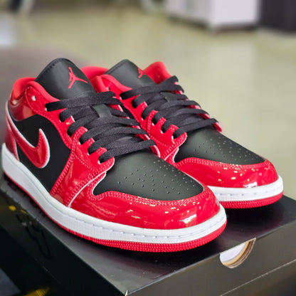 Jordan 1 Low Patent Varsity Red Black