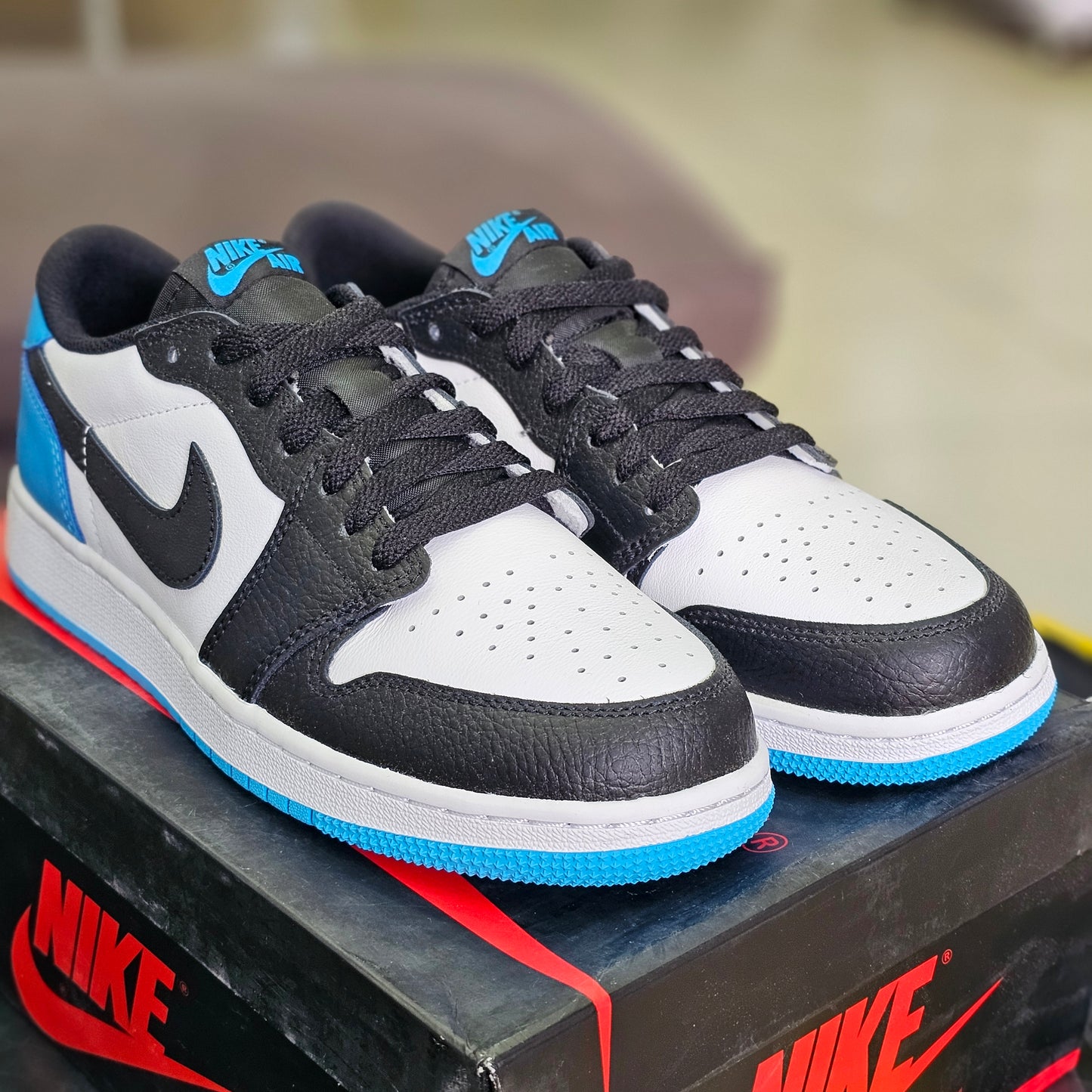 Jordan 1 Low OG Black Dark Powder Blue