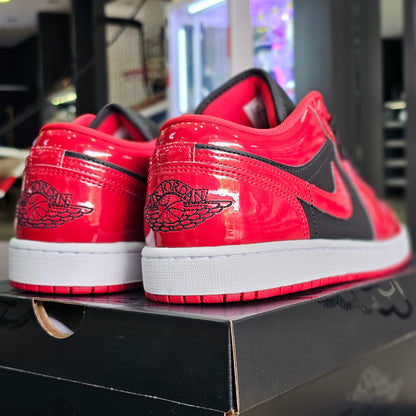 Jordan 1 Low Patent Varsity Red Black